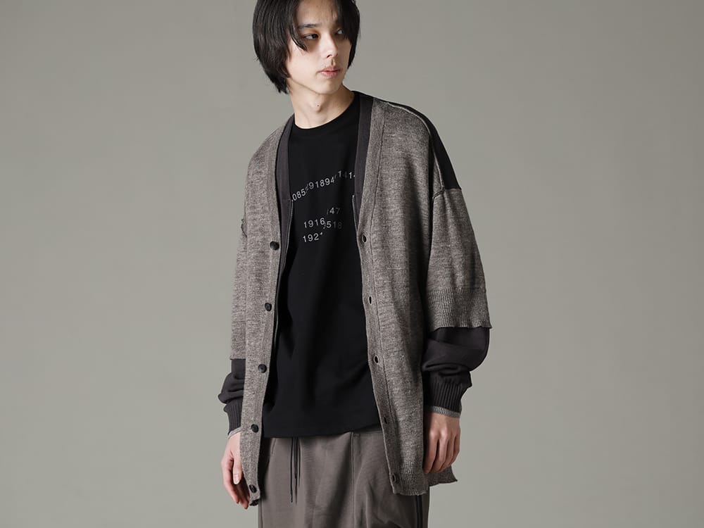 The Viridi-anne 2023SS Styling that focuses on standard items for spring - VI-3588-07(Double Layerd Front Cardigan) VI-3609-01-Black(Short Sleeve Printed T-Shirt Black) - 2-001