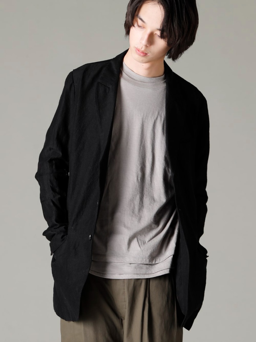 The Viridi-anne UMA WANG masnada 23SS Quite lightweight and airy comfort  - M3041 Relax Jacket VI-3613-01-Light-Gray Double Layered T-shirt Light Gray  2-001