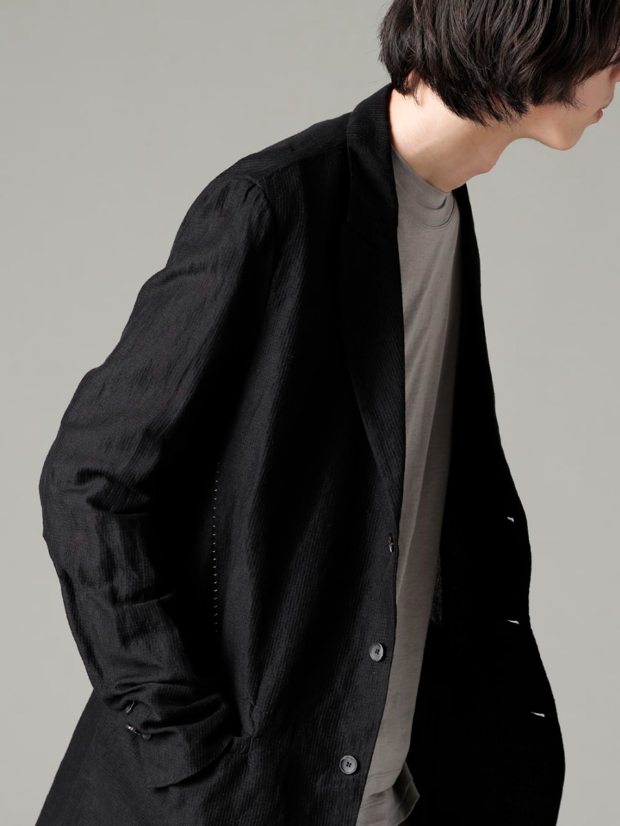 The Viridi-anne UMA WANG masnada 23SS Quite lightweight and airy comfort  - M3041 Relax Jacket VI-3613-01-Light-Gray Double Layered T-shirt Light Gray  2-004