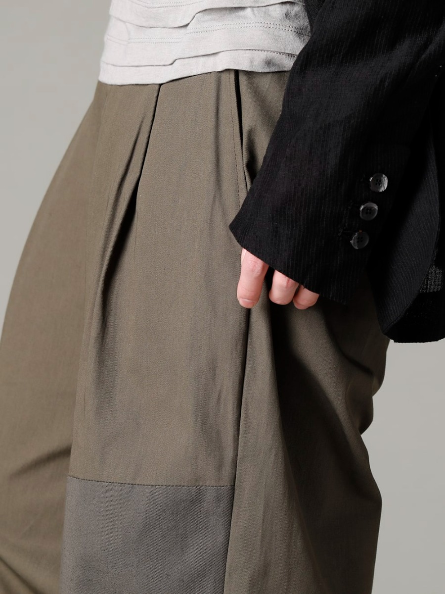 The Viridi-anne UMA WANG masnada 23SS Pants that can create an accent with a single pair of pants unified with gentle colors. - VI-3569-04-Dark-olive Fragment Cropped Trousers Dark Olive US9561-Black Men's Sandals Black 3-004