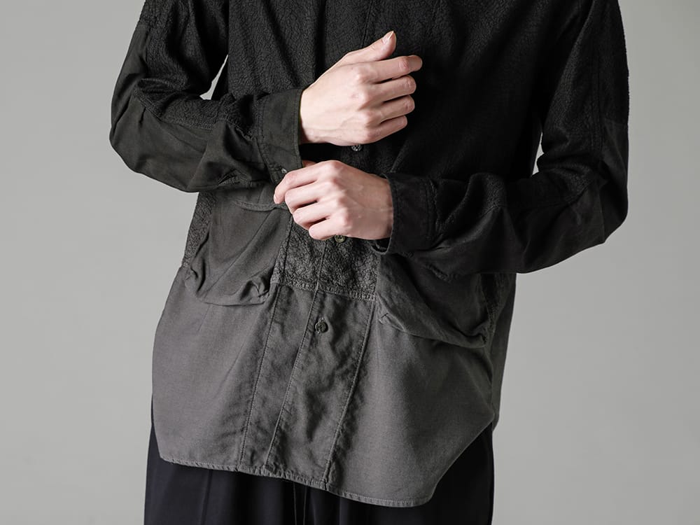 The Viridi-anne 2023SS This item has a high degree of perfection in its design.  - VI-3580-02 - Embroidered Cloth Gradation Dye Band Collar Shirt 2-004