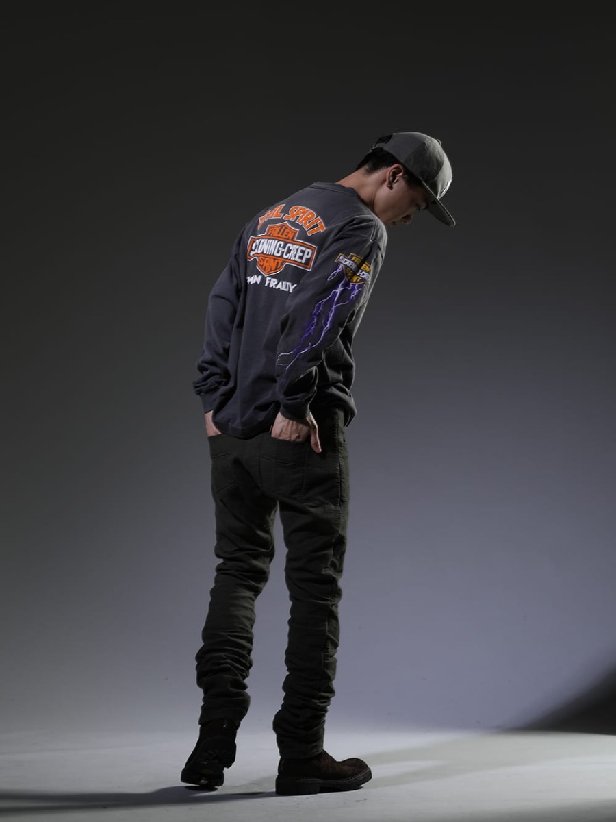 SAINT MICHAEL / NVCLEAR / BORIS BIDJAN SABERI / Guidi 2023SS - Rough style with vintage shirt. - SM-S23-0000-029(EVIL SPILIT Long sleeve T-shirt) NV_002-Vintage-Green(NV LOGO FR ARMY COTTON CAP VINTAGE GREEN) P13-TF-FIF10003-WEHR-GRUN(P13. TF FIF10003 WEHR GRÜN) 796V_N-CV60T(Back Zip Boots Sole Rubber Norwegian Process - Horse Reverse Leather - 796V_N CV60T) - 1-005