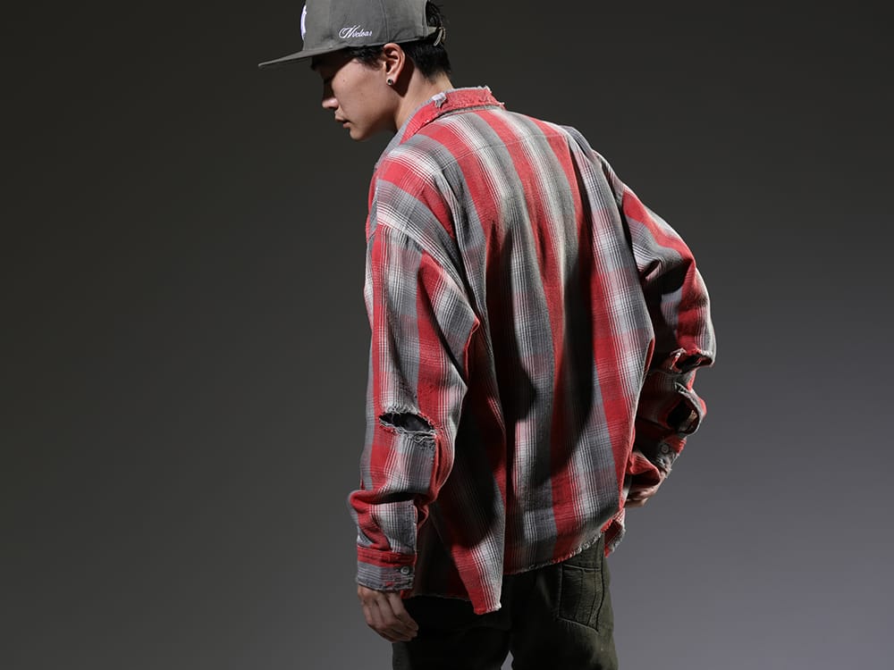 SAINT MICHAEL / NVCLEAR 2023SS - The second collaboration shirt of SHERMER ACADEMY and SAINT M××××××. - SM-S23-0000-087(SHERMER ACADEMY × ©SAINT M×××××× Frannl Check Shirt) SM-S23-0000-029(EVIL SPILIT Long sleeve T-shirt) NV_002-Vintage-Green(NV LOGO FR ARMY COTTON CAP VINTAGE GREEN) - 2-002