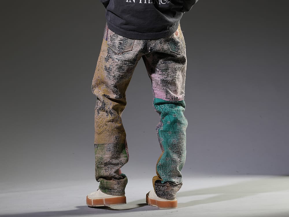 プロレタ リ アート / グイディ 2023SS 圧倒的な加工技術によって生み出される、特別な1本 - UROBOROS-DENIM-JEANS-MULCH-32-22-23AW(BORO デニムパンツ ビーズ付き) GJ02-CO00T(レースアップブーツ - ホースフルグレインレザー - GJ02 CO00T) - 3-003