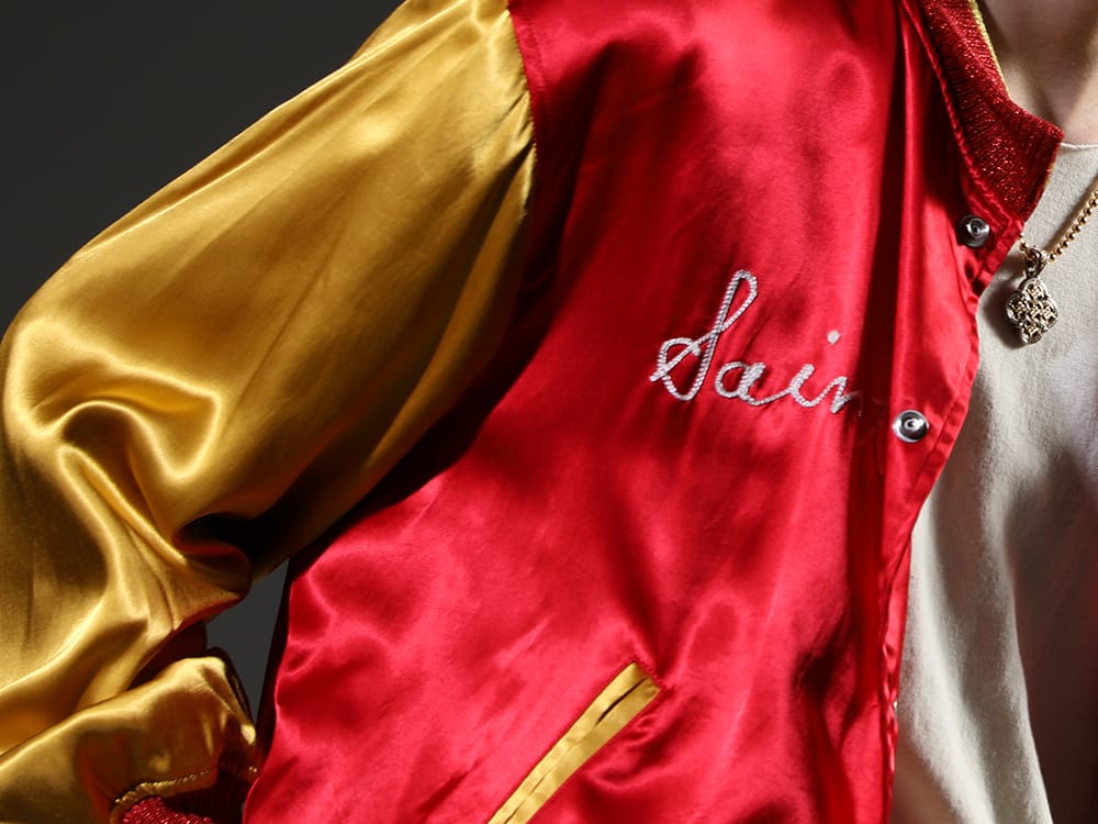 SAINT MICHAEL / individual sentiments 2023SS - Varsity jacket using the fabric of spring and summer specification with luster - SM-S23-0000-068(SAINT Varsity Jacket) CT56S-MJ28(Cotton Washed Jersey One-Piece Pattern S/S T-Shirts Off White) - 2-006