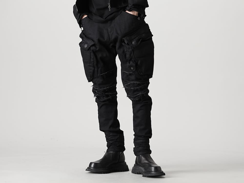 ユリウス 2023SS - JULIUS(ユリウス) 2023SSコレクションより第5弾目のアイテムがデリバリー！只今より店頭・通販共に販売スタート！ - 819PAM5-BK(10.5oz ストレッチデニム ガスマスク スキニーパンツ) - 2-006