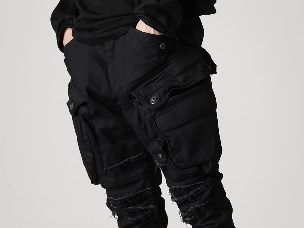 ユリウス 2023SS - JULIUS(ユリウス) 2023SSコレクションより第5弾目のアイテムがデリバリー！只今より店頭・通販共に販売スタート！ - 819PAM5-BK(10.5oz ストレッチデニム ガスマスク スキニーパンツ) - 2-008