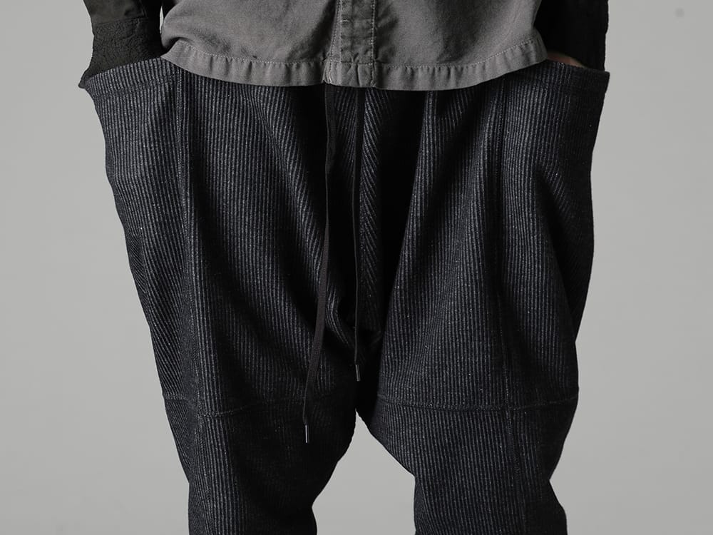 ザ ヴィリジアン 2023SS - 春素材を使用した万能な1本 - VI-3595-04-Black(ストライプ ニット ドロップクロッチ パンツ ブラック) - 3-004