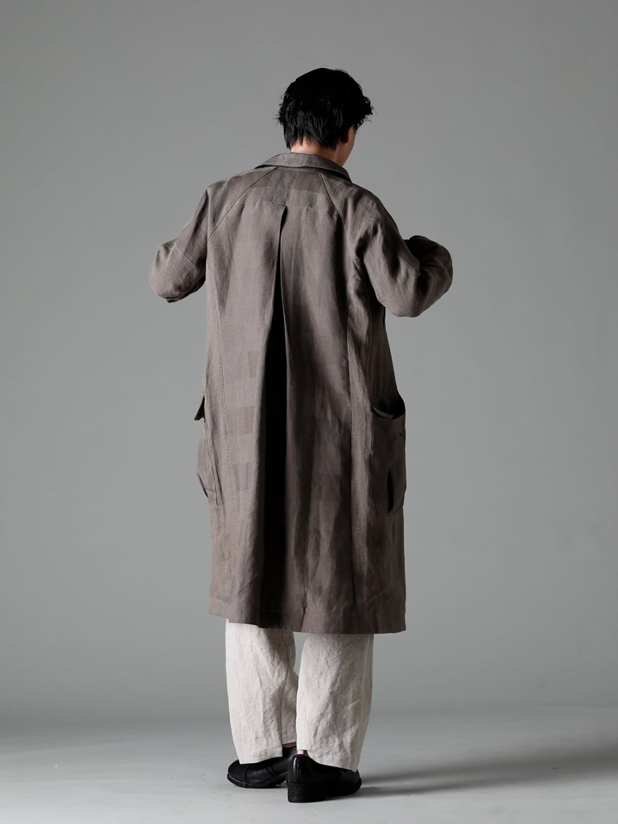 DEVOA 23SS Get comfortable in early spring with an ingenious linen fabric - CTI-BMMC Coat Linen combination - SH33-LC18-Ecru Pinstripe Cotton Mao Collar L/S Shirts Ecru - PA68L-LI20 Heavy Canvas Linen Cropped Pants - PL10L-BLKT Orthopaedic Derby Shoes Horse Full Grain Leather - PL10L - PL10L 1-005