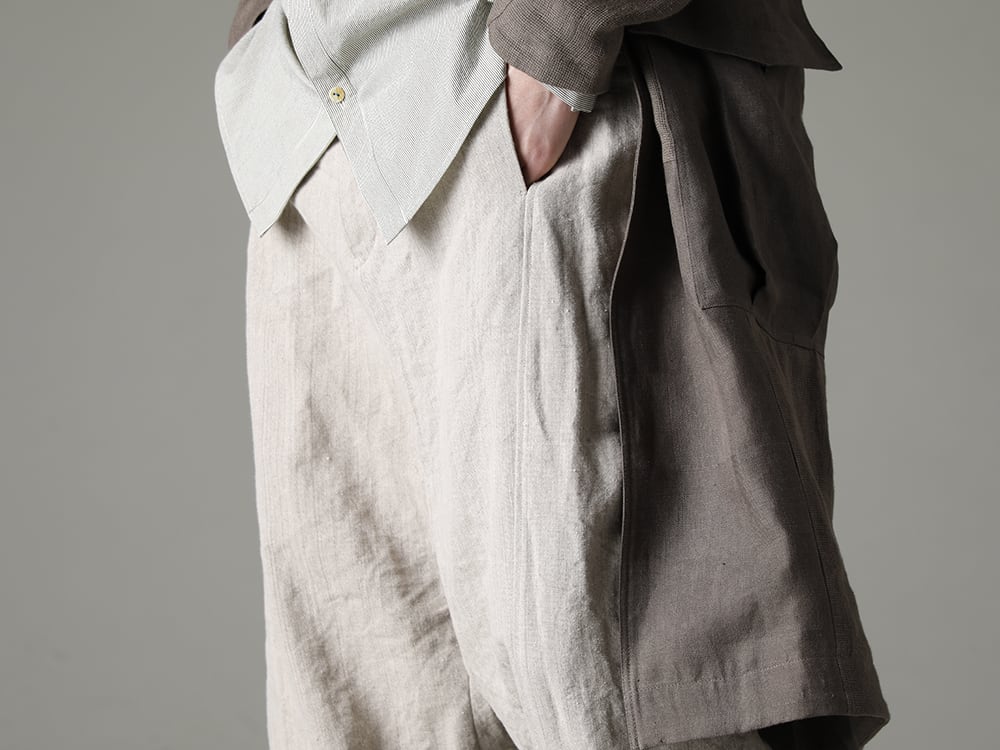 individual sentiments 23SS Easy to handle and enjoy for a long time - PA68L-LI20 Heavy Canvas Linen Cropped Pants 3-004