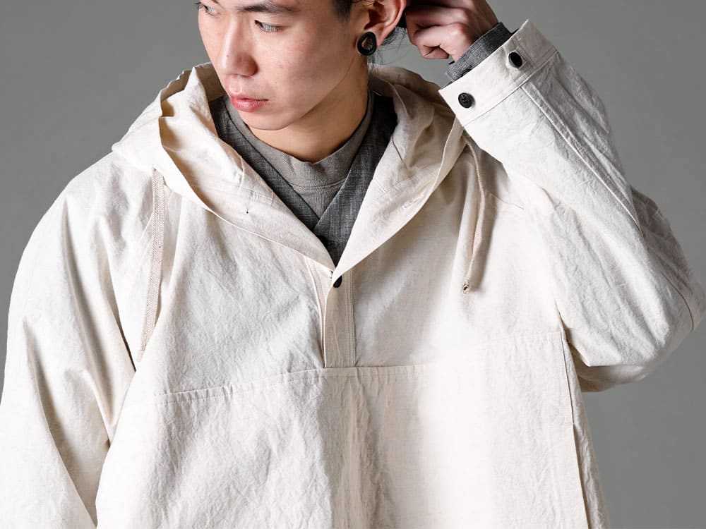 O project - オープロジェクト シーズン 軽さ、透湿性、肌あたりの３要素を兼ね備えた天然素材  - フーディー プルオーバー ジャケット キナリ ファイン キャンバス - ジャンプスーツ グレイ スミ シャンブレー - レプリカ ロートップ スニーカー 2-002