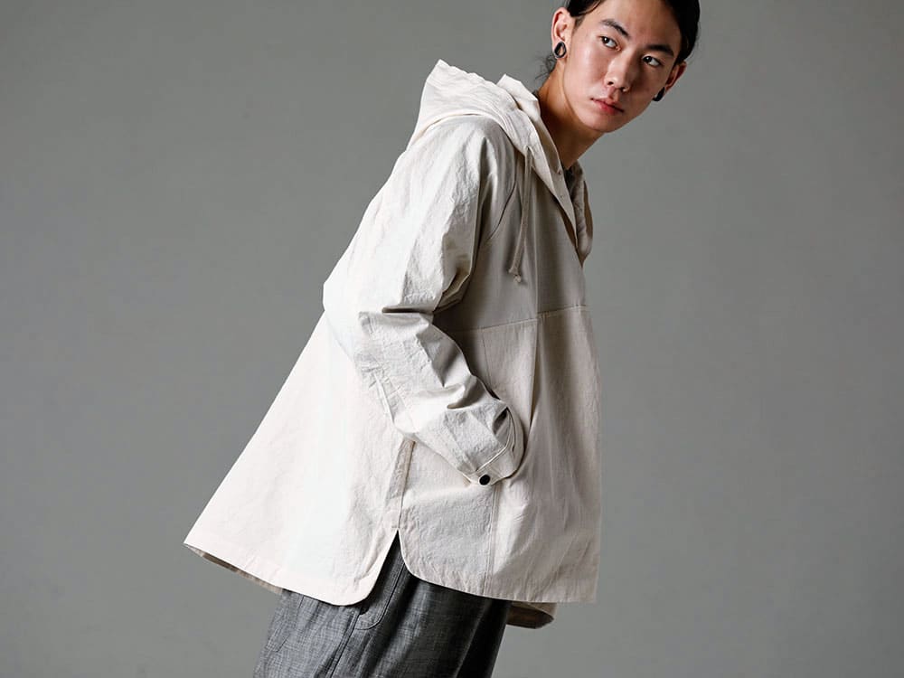 O project - オープロジェクト シーズン 軽さ、透湿性、肌あたりの３要素を兼ね備えた天然素材  - フーディー プルオーバー ジャケット キナリ ファイン キャンバス - ジャンプスーツ グレイ スミ シャンブレー - レプリカ ロートップ スニーカー 2-003