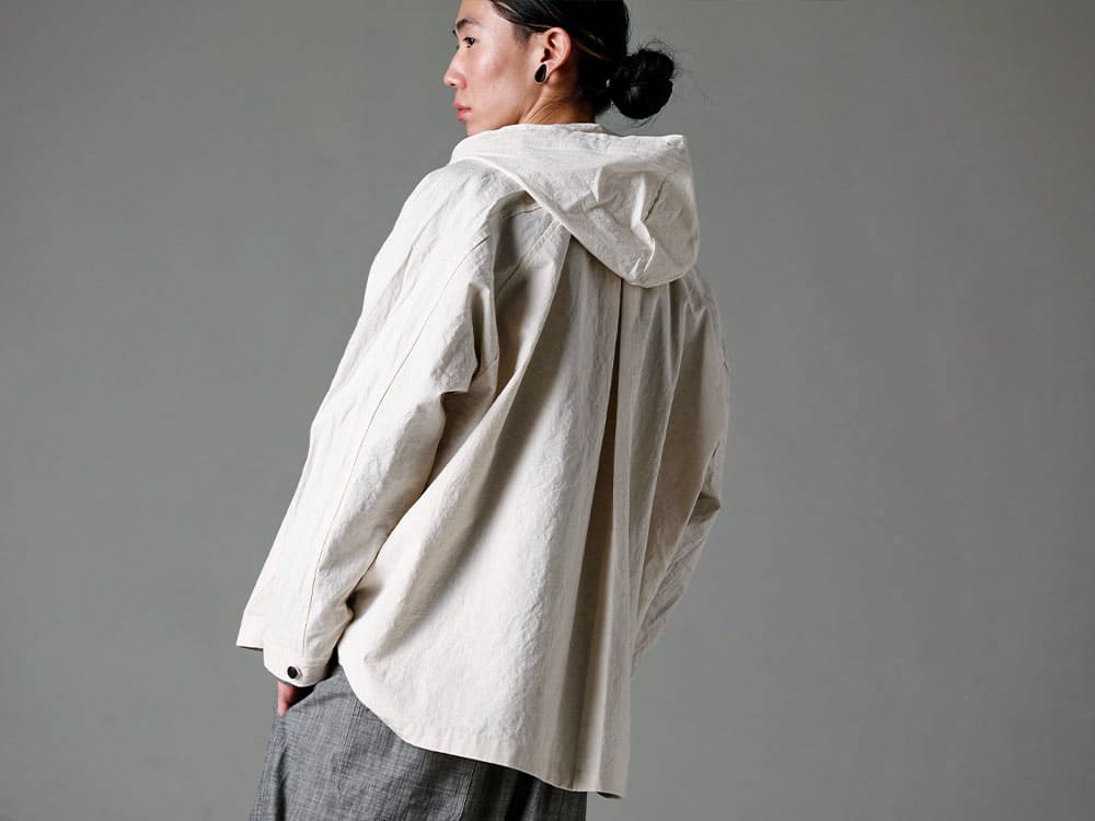 O project - オープロジェクト シーズン 軽さ、透湿性、肌あたりの３要素を兼ね備えた天然素材  - フーディー プルオーバー ジャケット キナリ ファイン キャンバス - ジャンプスーツ グレイ スミ シャンブレー - レプリカ ロートップ スニーカー 2-004