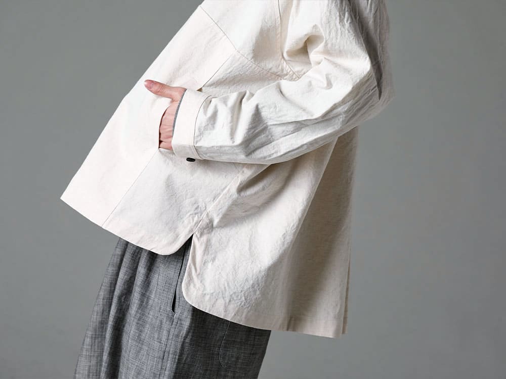 O project - オープロジェクト シーズン 軽さ、透湿性、肌あたりの３要素を兼ね備えた天然素材  - フーディー プルオーバー ジャケット キナリ ファイン キャンバス - ジャンプスーツ グレイ スミ シャンブレー - レプリカ ロートップ スニーカー 2-006