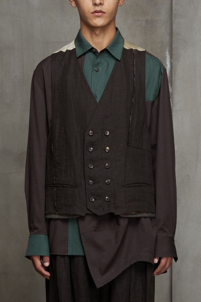 ZIGGY CHEN(ジギー チェン) 23SS(春夏) セルビッジ ダブルブレストウェストコート 3-001