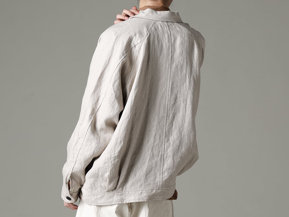 O PROJECT(オープロジェクト) 23SS(春夏) 細やかな部分までこだわったパターンメイク  - O15JKT1-KINARI デニム ジャケット キナリ デンス ヘリンボーン - O15SRT4-KAKISHIBU ボーマー シャツ カキシブ ダイ フラックス ローン 2-005