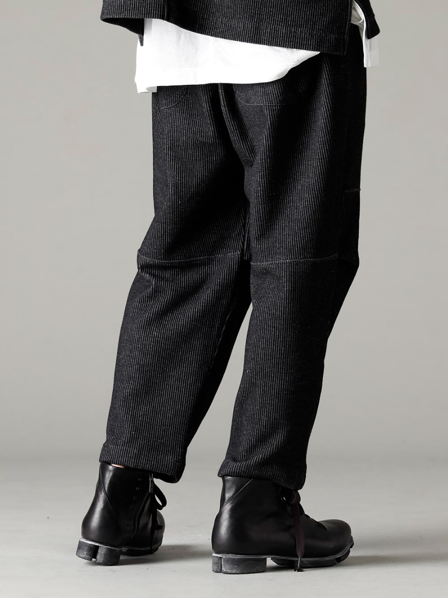 The Viridi-anne 23SS Convenient piece that can be the star of your styling - VI-3596-04-Black Striped Knit Drawstring Pants Black FW-CSHS Leather boots GUIDI Horse leather 3-003