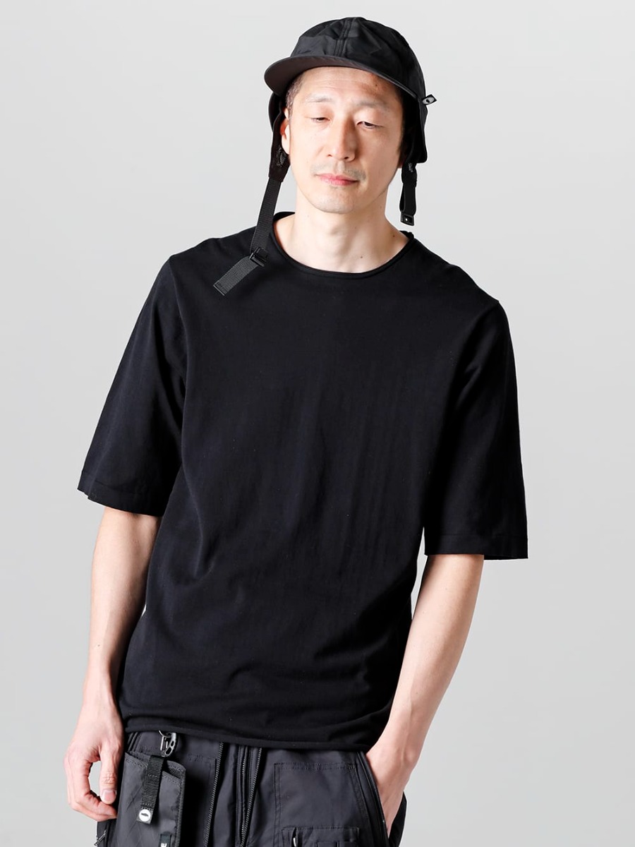 RIPVANWINKLE 2023SS Selecting comfortable knit T-shirt underneath jersey  - RW-527 - Knit T - RW-509-Black - Parachute Pants Black  2-005