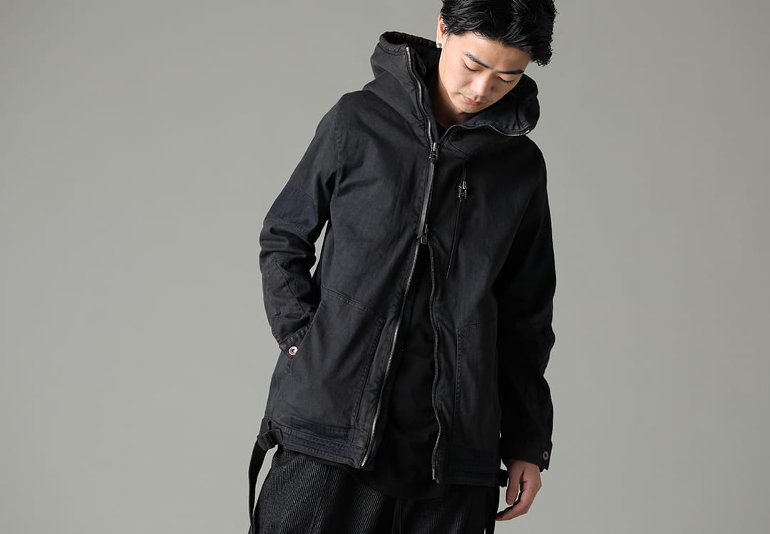 D.HYGEN 2023SS - These items express exquisite shades with pigment processing. - ST104-0523S-Mud-Indigo-Brown(Mud-Finished 8Oz Light Stretch Denim Hooded Jacket Mud Indigo Brown) - 2-001