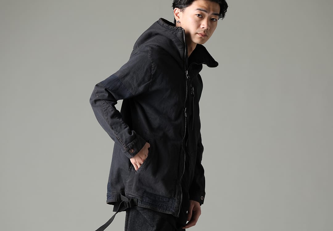 D.HYGEN 2023SS - These items express exquisite shades with pigment processing. - ST104-0523S-Mud-Indigo-Brown(Mud-Finished 8Oz Light Stretch Denim Hooded Jacket Mud Indigo Brown) - 2-003