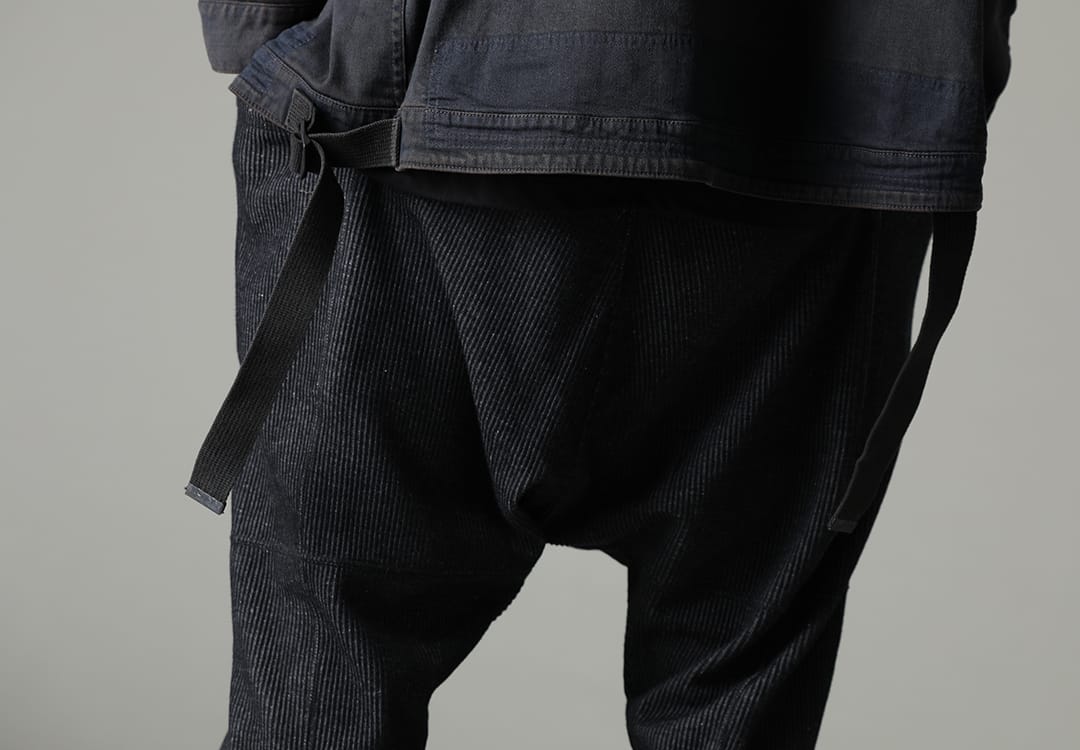 The Viridi-anne 2023SS Non-stressful and a pair that you will want to wear every day - VI-3595-04-Black(Stripe Knit Drop-Clotch Pants Black) - 3-006