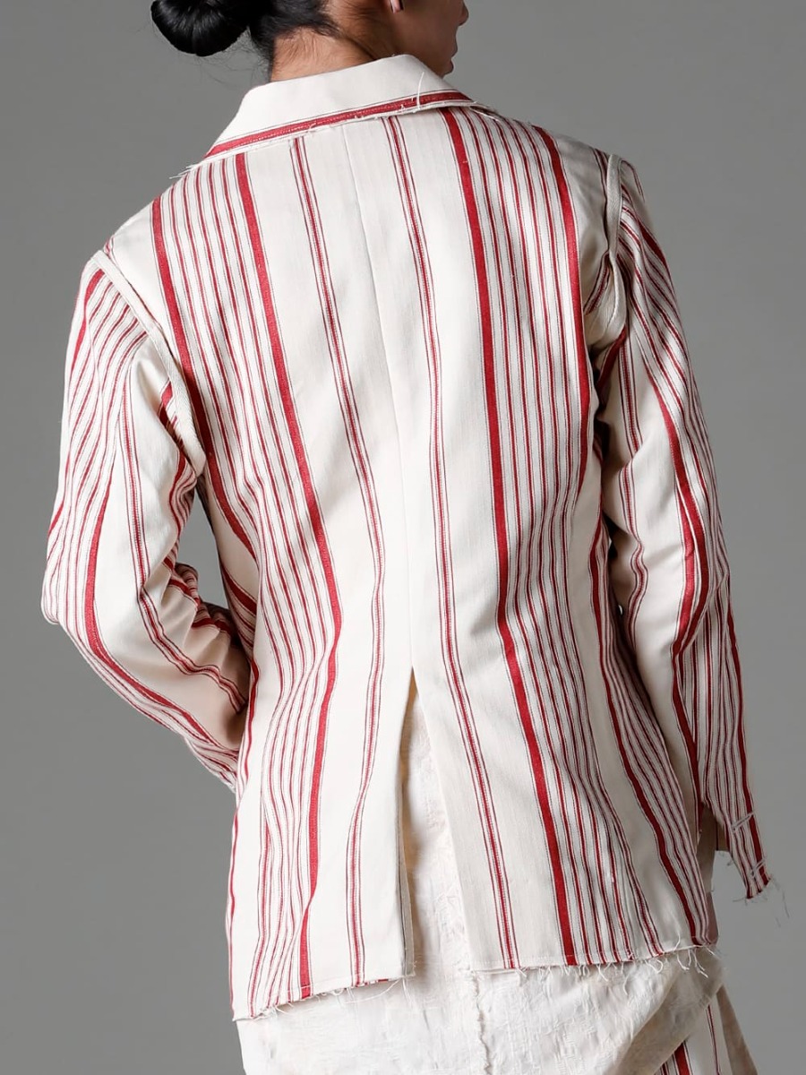 Olubiyi Thomas 23SS Inspired by '50s railroad jackets  - 3204.5 Double Breasted Work Jacket 2305.9 pleated bib shirt  2-005