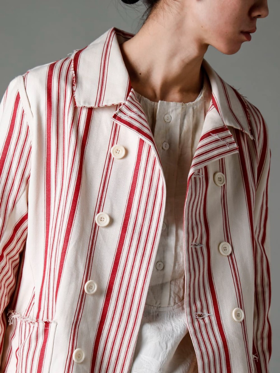 Olubiyi Thomas 23SS Inspired by '50s railroad jackets  - 3204.5 Double Breasted Work Jacket 2305.9 pleated bib shirt  2-007