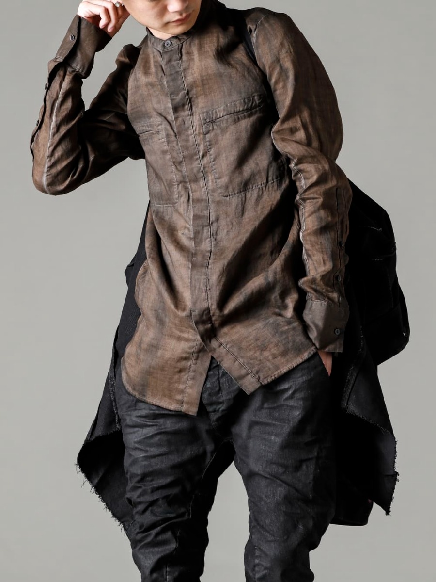 masnada(マスナダ) 23SS(春夏) 人体工学に基づいた複雑かつ立体的な構造  - M3020リブインサートパーカー M3056 ウェッジブラックシャツ 2-008