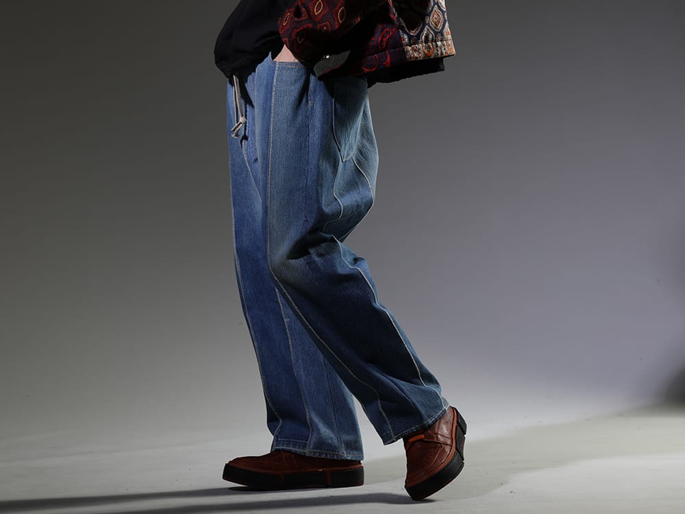 ink / GUIDI 2023SS Reconstructed Denim Pants Made from Multiple Brands - ink23-12-M-1(The jumble pants - M1) GJ02-CO98T(Laced Up Boots - Horse Full Grain Leather - GJ02 CO98T) - 3-002