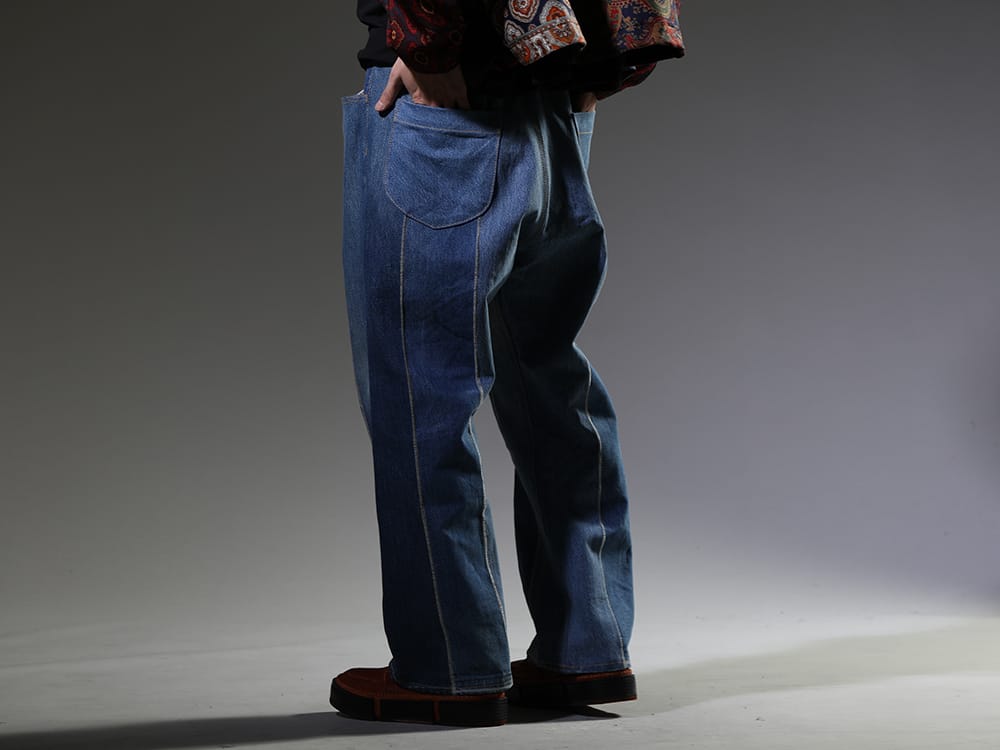 ink / GUIDI 2023SS Reconstructed Denim Pants Made from Multiple Brands - ink23-12-M-1(The jumble pants - M1) GJ02-CO98T(Laced Up Boots - Horse Full Grain Leather - GJ02 CO98T) - 3-003