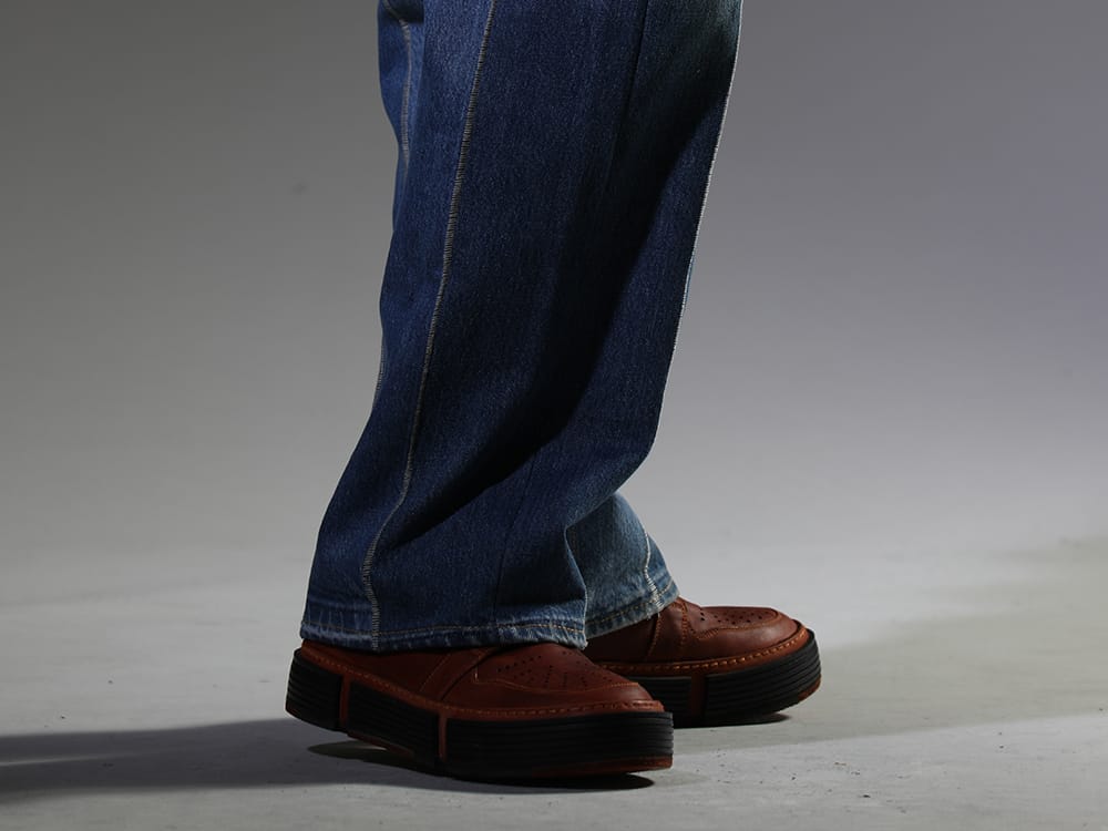 ink / GUIDI 2023SS Reconstructed Denim Pants Made from Multiple Brands - ink23-12-M-1(The jumble pants - M1) GJ02-CO98T(Laced Up Boots - Horse Full Grain Leather - GJ02 CO98T) - 3-007