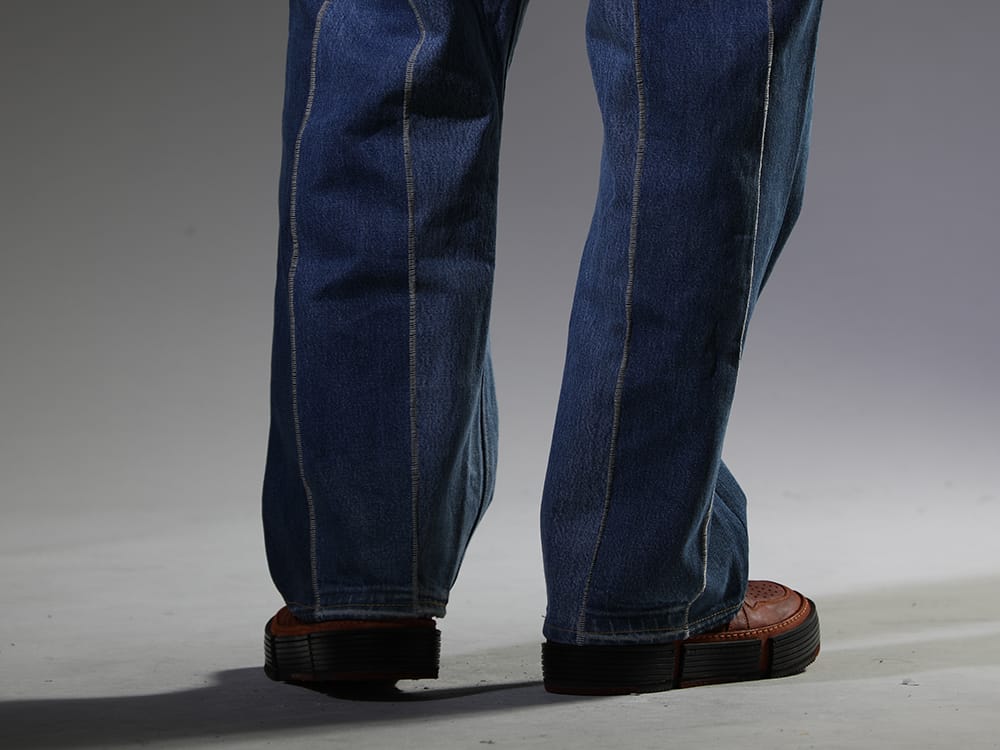 ink / GUIDI 2023SS Reconstructed Denim Pants Made from Multiple Brands - ink23-12-M-1(The jumble pants - M1) GJ02-CO98T(Laced Up Boots - Horse Full Grain Leather - GJ02 CO98T) - 3-008