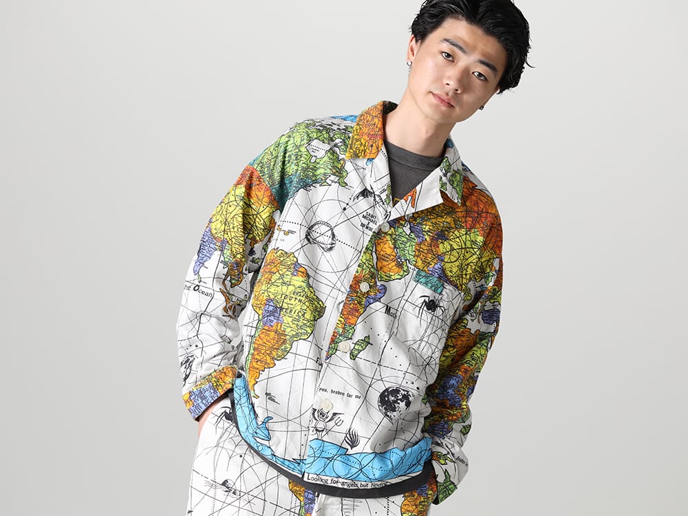 セントマイケル 2023SS - ©️SAINT M××××××(セントマイケル) 2023春夏コレクションより第5弾目のアイテムがリリース！只今より店舗・通販にて同時販売開始！ - SM-S23-0000-082(セントマイケル × ドクター・ウー WORLD MAP パジャマシャツ) - 1-002