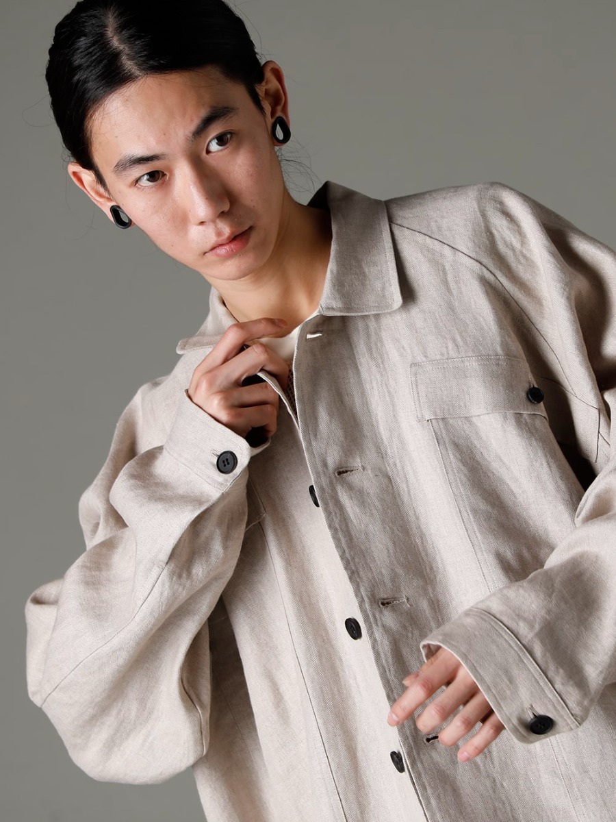 O project(オープロジェクト)  23SS(春夏) 優しく美しい曲線的シルエット  - O15JKT1-KINARI デニム ジャケット キナリ デンス ヘリンボーン O15TS1-mesh-KINARI SS TEE コットン メッシュ キナリ 2-004