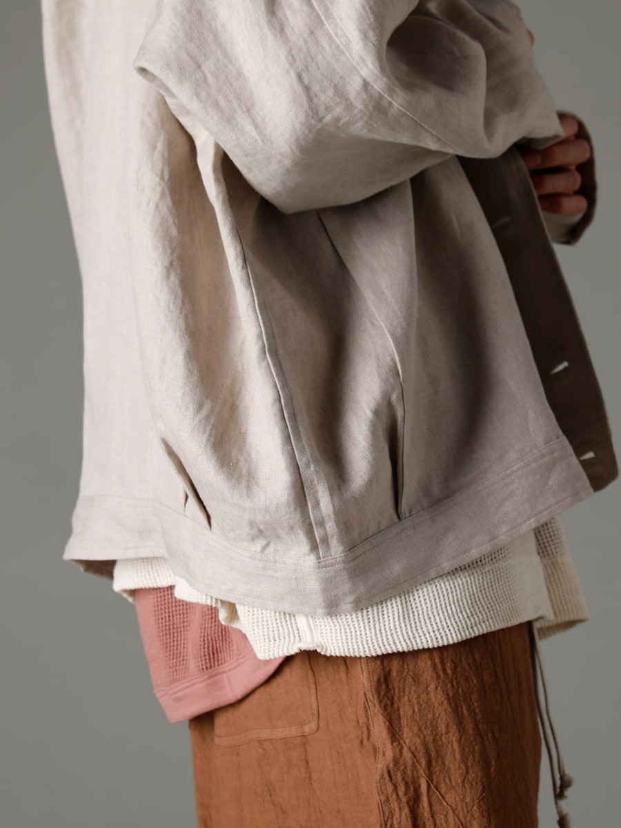 O project(オープロジェクト)  23SS(春夏) 優しく美しい曲線的シルエット  - O15JKT1-KINARI デニム ジャケット キナリ デンス ヘリンボーン O15TS1-mesh-KINARI SS TEE コットン メッシュ キナリ 2-007