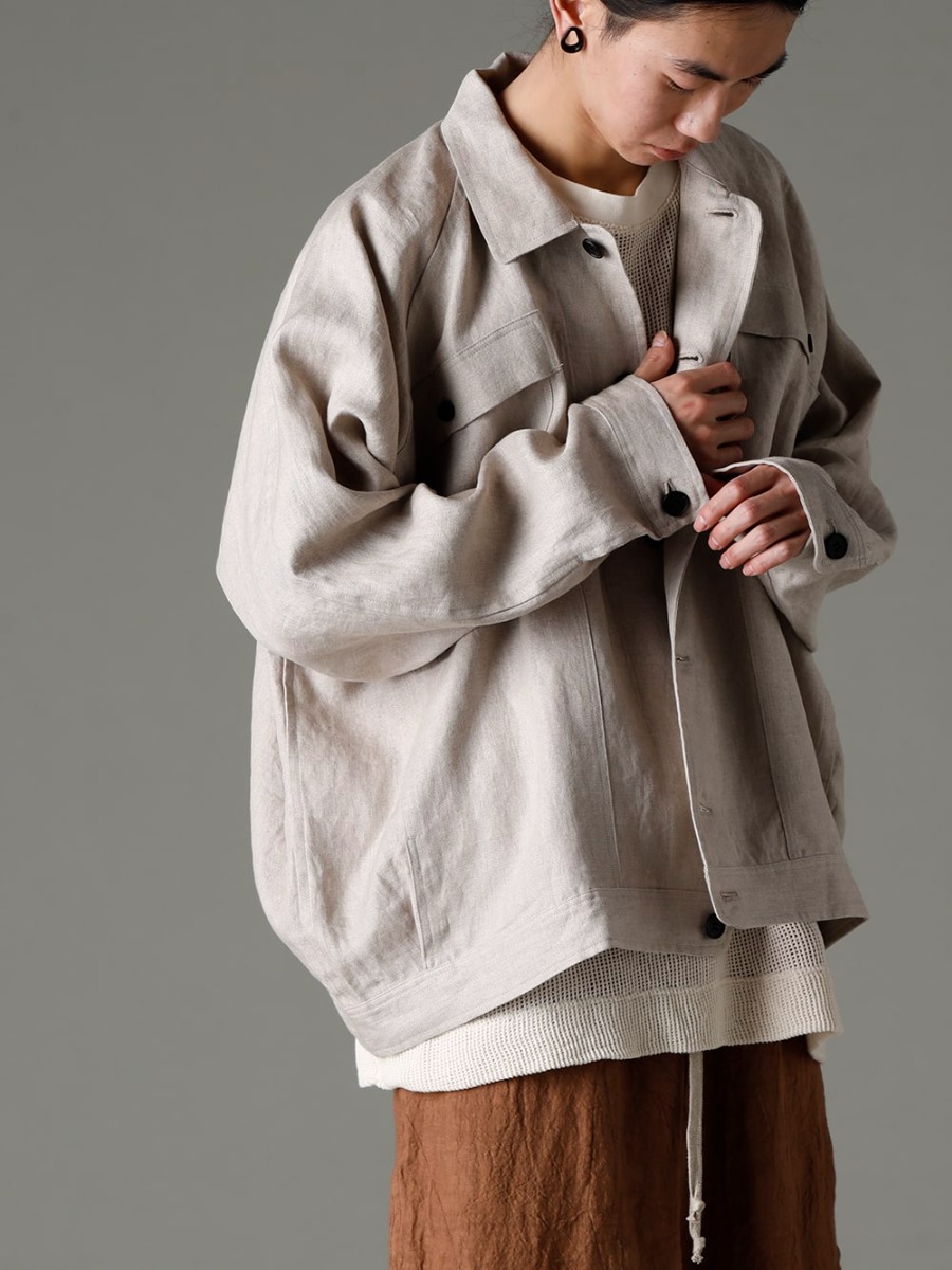 O project(オープロジェクト)  23SS(春夏) 優しく美しい曲線的シルエット  - O15JKT1-KINARI デニム ジャケット キナリ デンス ヘリンボーン O15TS1-mesh-KINARI SS TEE コットン メッシュ キナリ 2-008