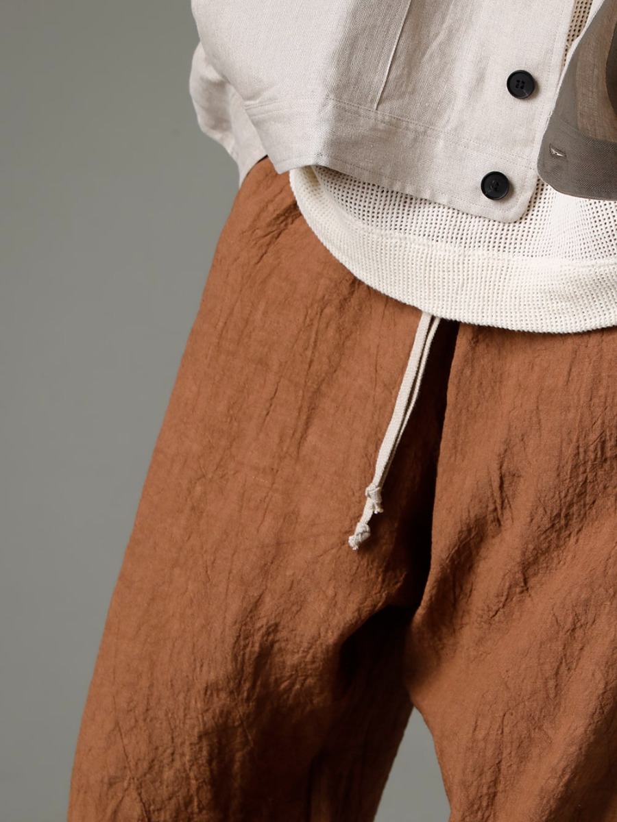 O project(オープロジェクト)  23SS(春夏) リラックスフィットに生まれ変わってリリース - O15TR4-KAKISHIBU ジョギング トラウザー カキシブ ダイ フラックス ローン 81111-5PO04 JAN JAN VAN ESSCHE X PETROSOLAUM バブーシュ 3-004