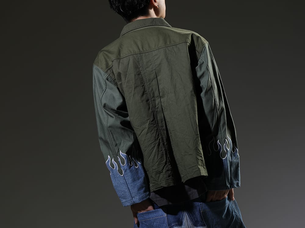 インク 2023SS - 袖口のファイヤーパターンが特徴的なミリタリージャケット - ink23-02-Denim-M-1(ファイアーエンブレムジャケット デニム - M1) - 2-003