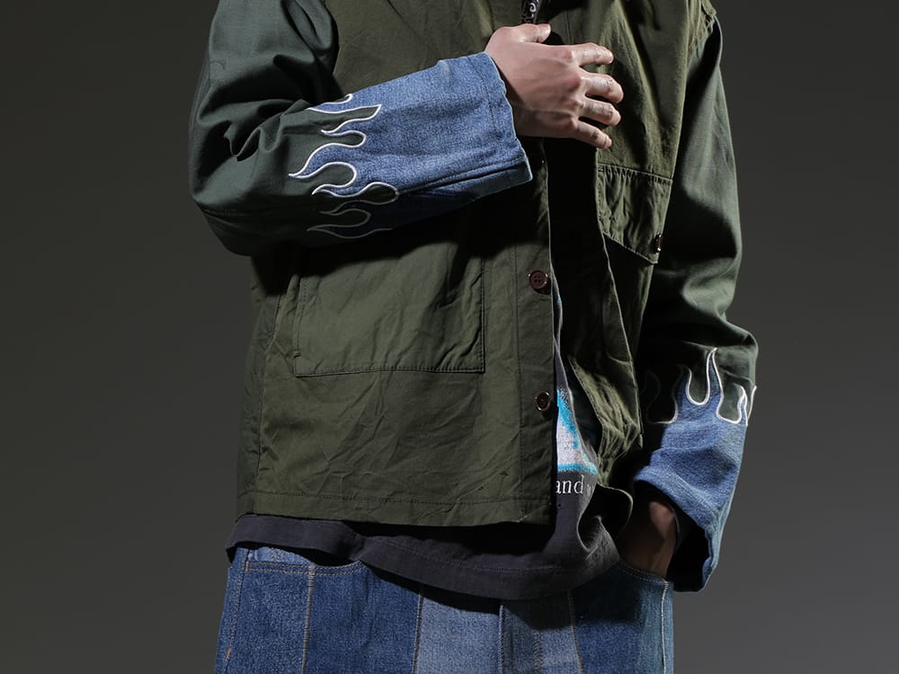 インク 2023SS - 袖口のファイヤーパターンが特徴的なミリタリージャケット - ink23-02-Denim-M-1(ファイアーエンブレムジャケット デニム - M1) - 2-005