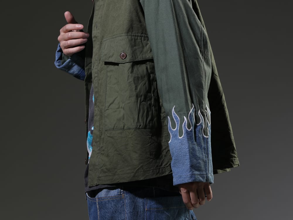 インク 2023SS - 袖口のファイヤーパターンが特徴的なミリタリージャケット - ink23-02-Denim-M-1(ファイアーエンブレムジャケット デニム - M1) - 2-006