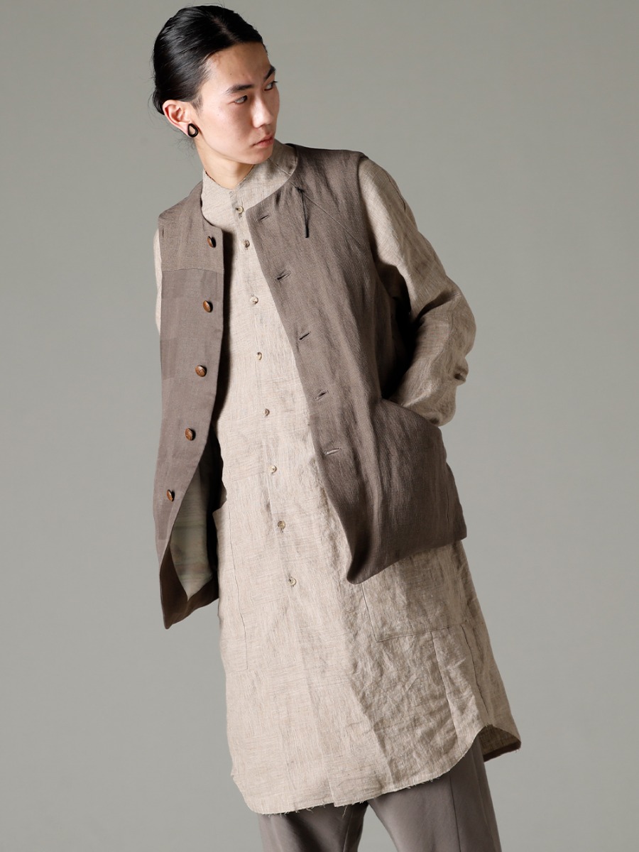 DEVOA 23SS the bold changeover serves as an style with a moderate sense of emphasis.  - sHN-RTHL-Dune long Shirt Ramie Dune VTK-LMCV vest Linen combination 2-001