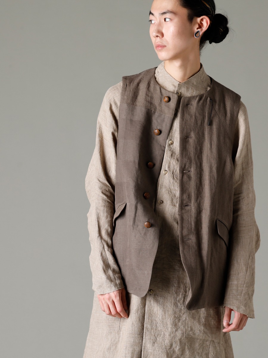 DEVOA 23SS the bold changeover serves as an style with a moderate sense of emphasis.  - sHN-RTHL-Dune long Shirt Ramie Dune VTK-LMCV vest Linen combination 2-003