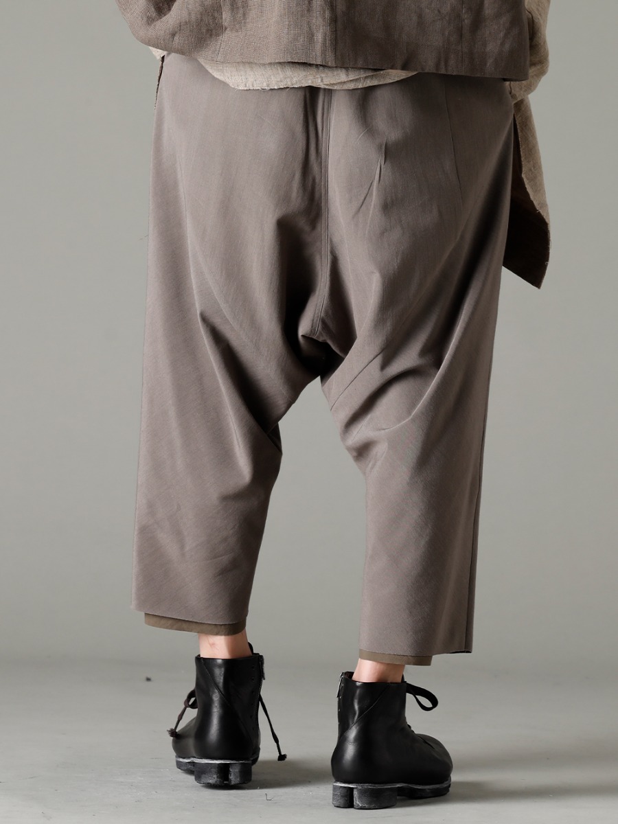 DEVOA 23SS the understated, elegant luster and slightly grazed hairline look are impressive. - pTN-IRKL-Mud-Gray drop crotch cropped pants cotton/silk/viscose mad gray FW-CSHS leather boots GUIDI horse leather  4-001