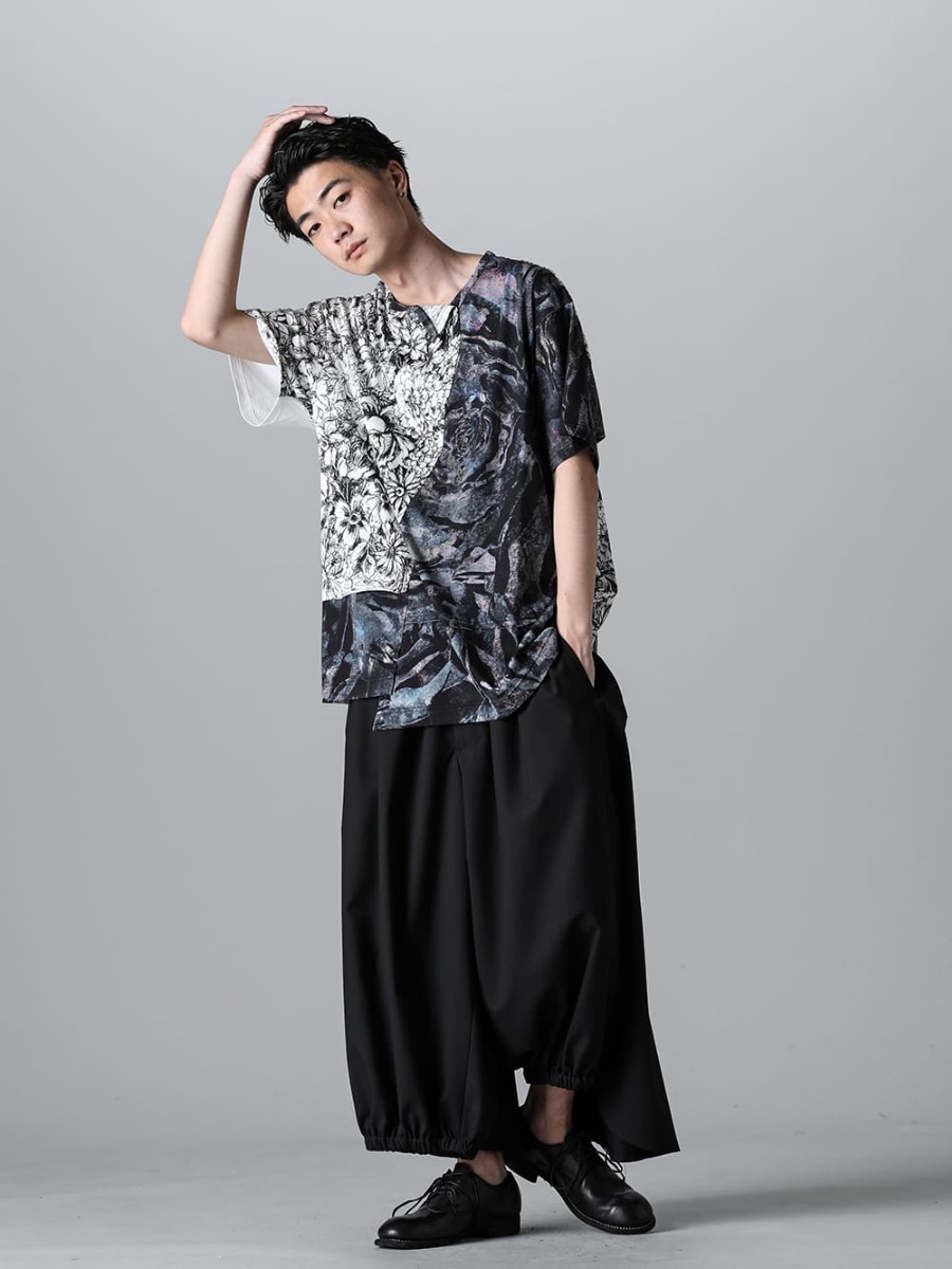 Ground Y 2023SS - GI-T16-804(C/Mo霞み 段違い横ラインTシャツ) - 2-001