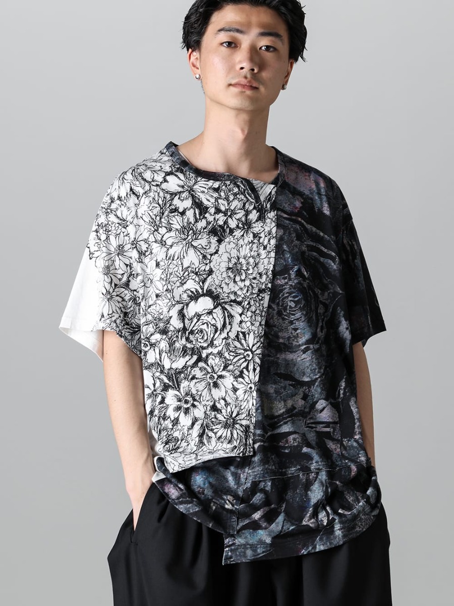 Ground Y 2023SS - GI-T16-804(C/Mo霞み 段違い横ラインTシャツ) - 2-003