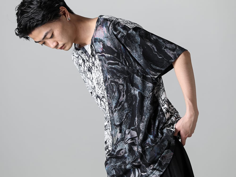 Ground Y 2023SS - GI-T16-804(C/Mo霞み 段違い横ラインTシャツ) - 2-005