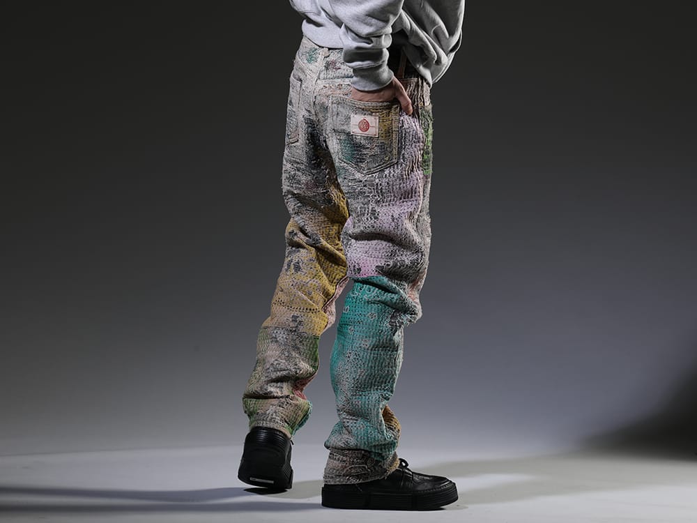 PROLETA RE ART - プロレタ リ アート 2023SS 見出し3 - UROBOROS-DENIM-JEANS-MULCH-32-22-23AW - BORO デニムパンツ ビーズ付き - GJ02-BLKT - レースアップブーツ - ホースフルグレインレザー - GJ02 3-003