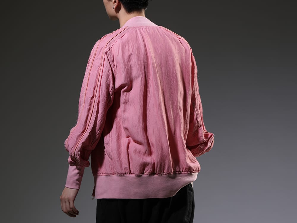 ヌード マサヒコマルヤマ 2023SS - ゆったりとしたシルエットが特徴的なボンバージャケット。 - NU-1693-Pink(ガーメントダイ ボンバージャケット ピンク) - 2-003