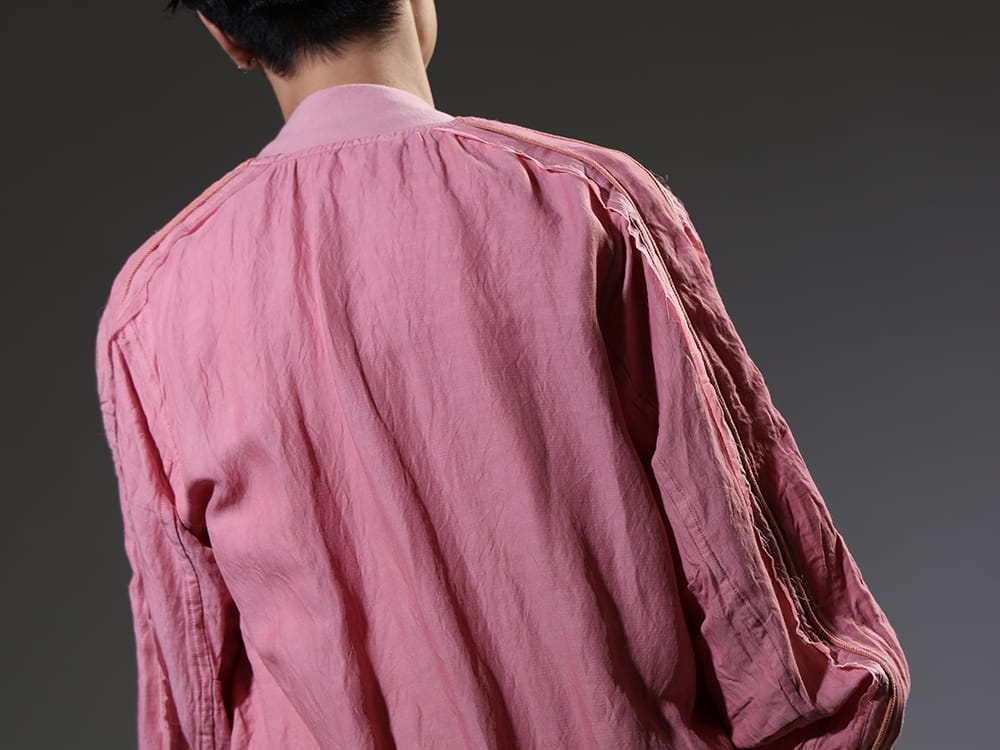 ヌード マサヒコマルヤマ 2023SS - ゆったりとしたシルエットが特徴的なボンバージャケット。 - NU-1693-Pink(ガーメントダイ ボンバージャケット ピンク)   - 2-007