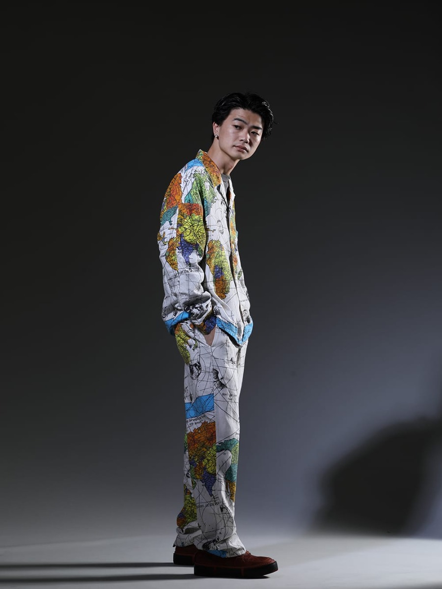 SAINT MICHAEL / GUIDI 2023SS - An eye-catching setup with original graphics - SM-S23-0000-082(©SAINT M×××××× × Dr. Woo WORLD MAP Pajama Shirt) SM-S23-0000-029(EVIL SPILIT Long sleeve T-shirt) SM-S23-0000-083(©SAINT M×××××× × Dr. Woo WORLD MAP Pajama Pants) GJ02-CO98T(Laced Up Boots - Horse Full Grain Leather - GJ02 CO98T) - 1-003